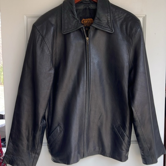 Black Leather Jacket by Canyon Outback sleek oversized so soft genuine size XL - Picture 5 of 7